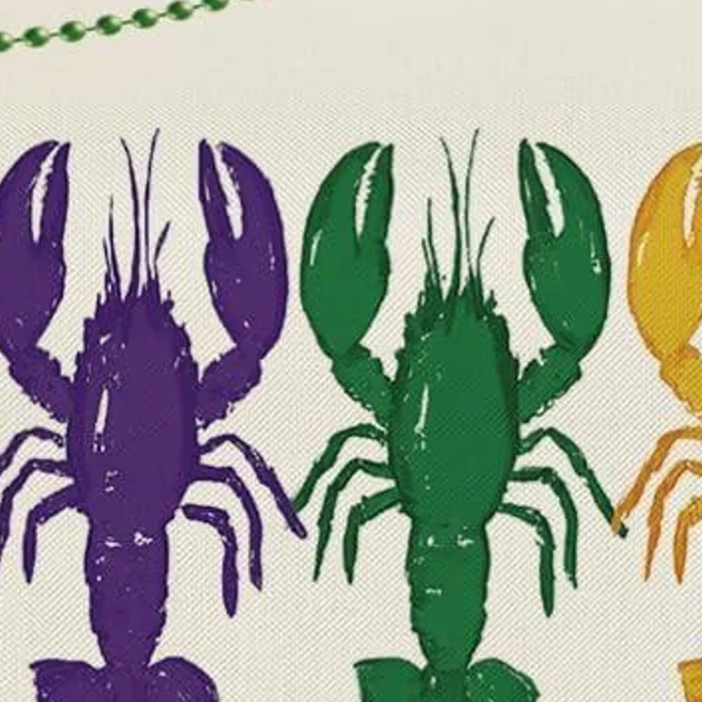 Mardi Gras Table Runner Crawfish Decor Cottage Dining Long Decorative Cloth 108